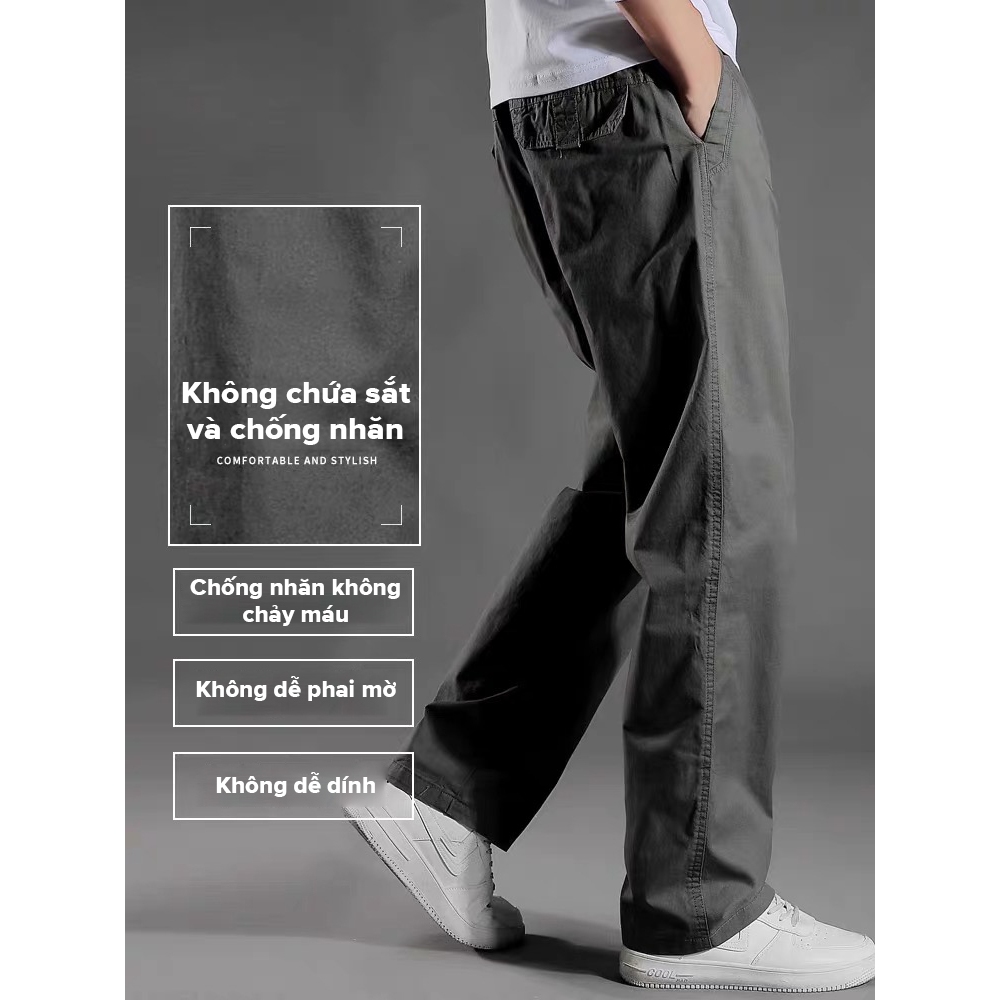 K Tazi Quần Dài cotton Lưng Thun Co Giãn Màu Trơn Chống Mòn Chống Bụi Bẩn Thời Trang Mùa Hè