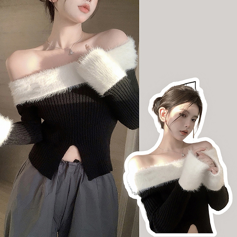 Gjcute Áo sweater Dài Tay Lệch Vai Phong Cách Thu Đông Mới Cho Nữ