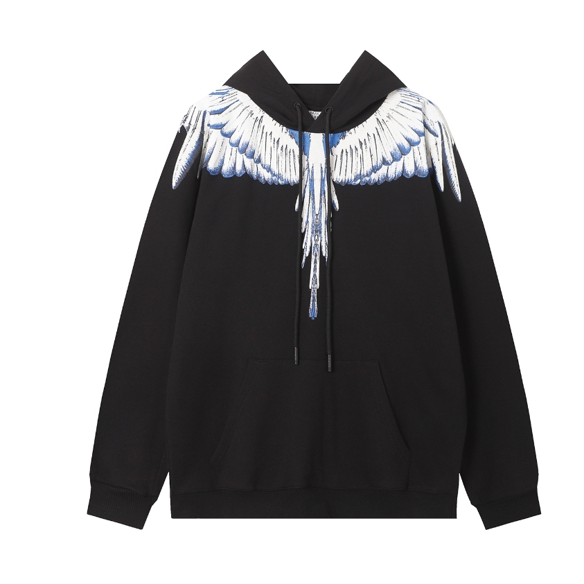 Mb Áo hoodie In Hình Lông Vũ Phối Dây Rút Cá Tính