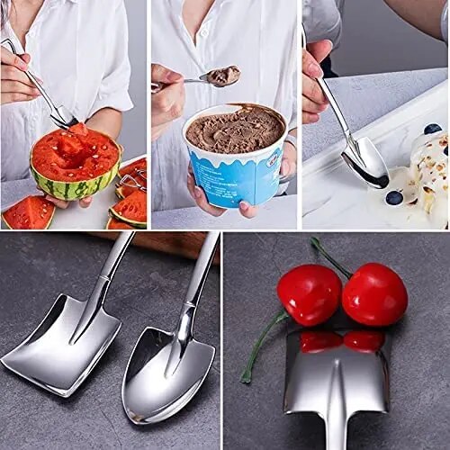 Thìa Cà Phê Inox Sáng Tạo Xẻng Thìa Hình Trà Thìa Muỗng Múc Kem Phụ Kiện Nhà Bếp Bộ Đồ Ăn Dao Kéo Đầu Xẻng Xẻng phẳng