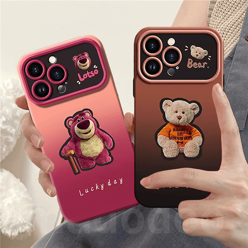 Ốp lưng ins ombre Samsung Galaxy S23 Ultra S22 S21 S20 FE 5G A10S A20S A10 A20 A30 A50 A50S A30S A02S A03S J2 J7 Prime J6 J4 Plus 2018 Cute Brown Rose Red Cartoon Strawberry plush Bear Lotso Gradient Fine Hole Large window Soft Phone Case DSC 03
