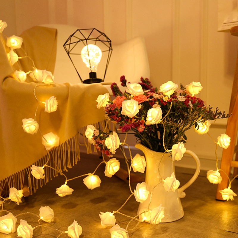 Dây Đèn led 2m Hình Hoa Hồng Trang Trí Cây Thông Noel đèn led trang trí hoa đèn trang trí giáng sinh