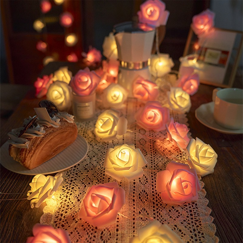 Dây Đèn led 2m Hình Hoa Hồng Trang Trí Cây Thông Noel đèn led trang trí hoa đèn trang trí giáng sinh