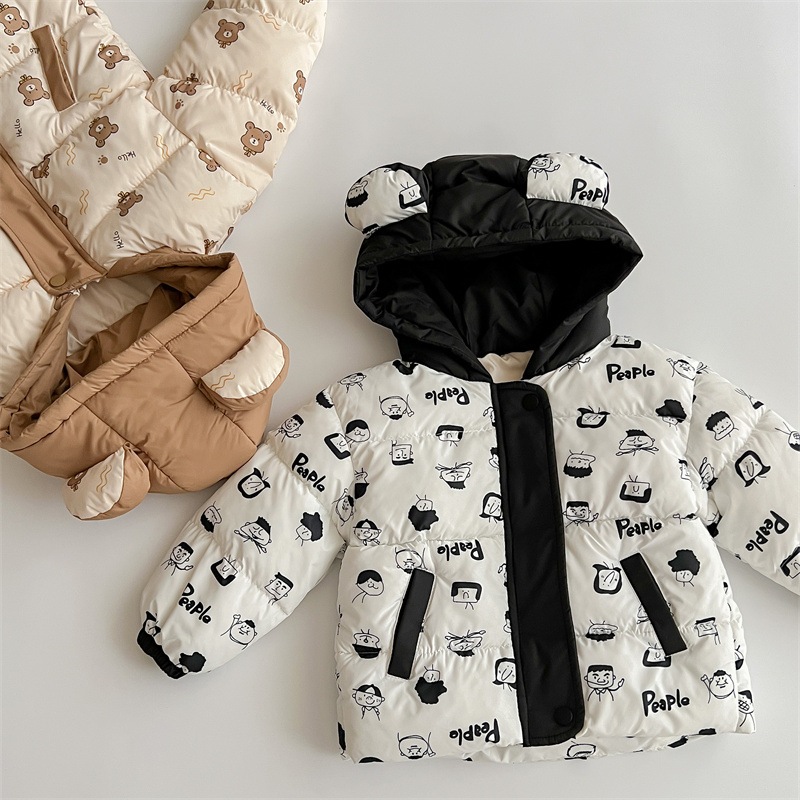 Áo khoác đệm bông trẻ em Áo khoác ấm áp Áo khoác đệm bông khóa màu Áo khoác lót bông cho bé trai và bé gái Áo khoác lót bông