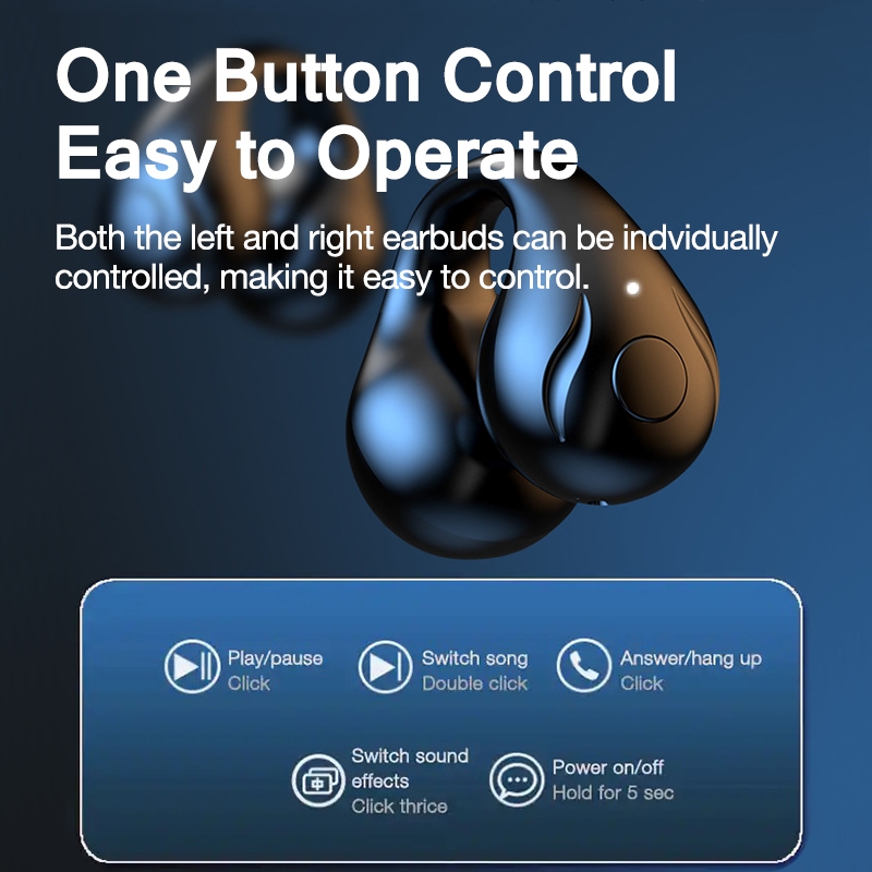 Tai Nghe Không Dây T01 TWS Bluetooth 5.3 Thiết kế Ear Clip Bass Âm Thanh Nổi 360°