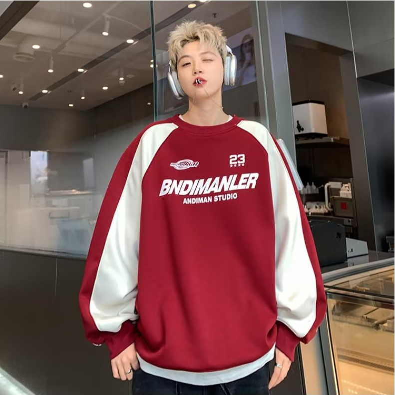 Mới Áo sweater cotton Dáng Rộng Họa Tiết Kẻ Sọc Phong Cách hip hop Mỹ Thời Trang Cho Nam Và Nữ