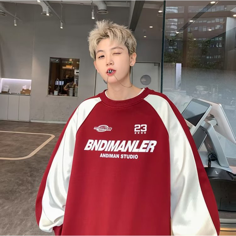 Mới Áo sweater cotton Dáng Rộng Họa Tiết Kẻ Sọc Phong Cách hip hop Mỹ Thời Trang Cho Nam Và Nữ