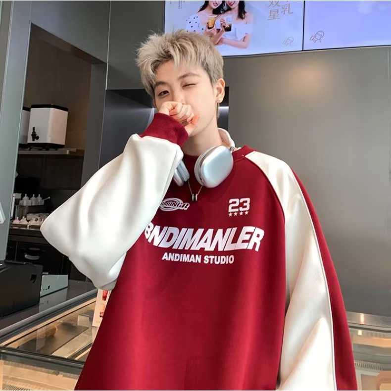 Mới Áo sweater cotton Dáng Rộng Họa Tiết Kẻ Sọc Phong Cách hip hop Mỹ Thời Trang Cho Nam Và Nữ
