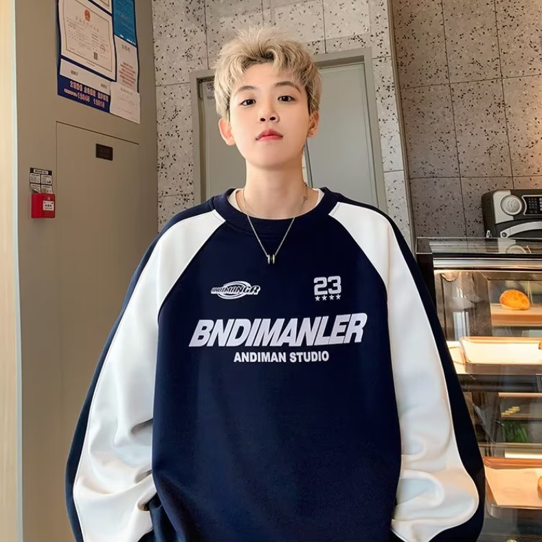 Mới Áo sweater cotton Dáng Rộng Họa Tiết Kẻ Sọc Phong Cách hip hop Mỹ Thời Trang Cho Nam Và Nữ