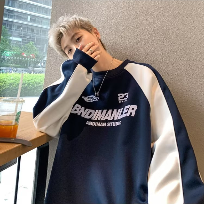 Mới Áo sweater cotton Dáng Rộng Họa Tiết Kẻ Sọc Phong Cách hip hop Mỹ Thời Trang Cho Nam Và Nữ