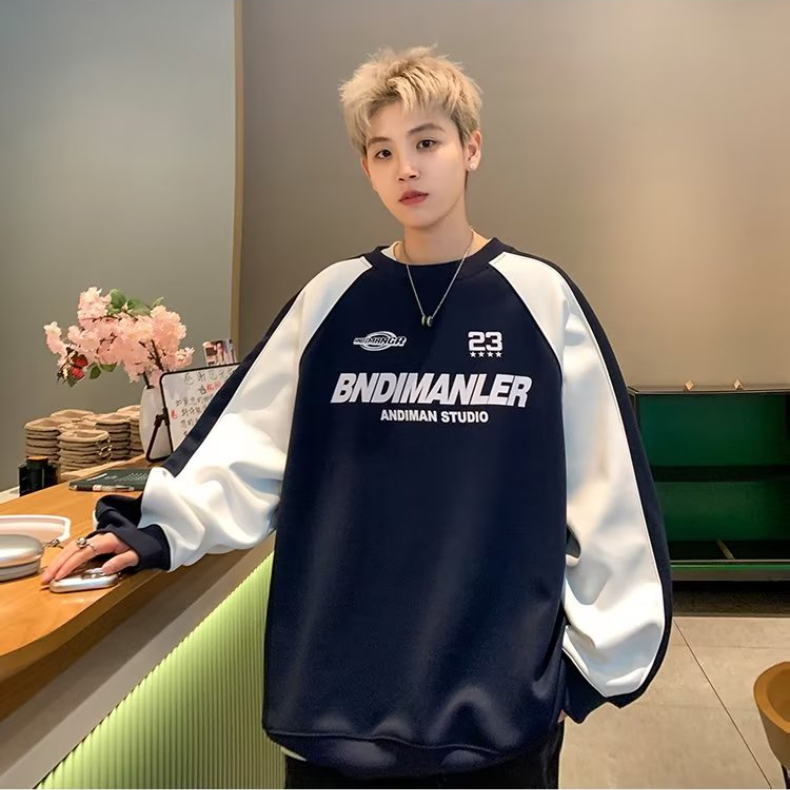 Mới Áo sweater cotton Dáng Rộng Họa Tiết Kẻ Sọc Phong Cách hip hop Mỹ Thời Trang Cho Nam Và Nữ