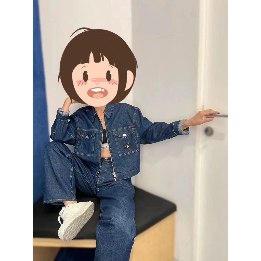 CK blackpink jennie Bộ Áo Khoác denim + Quần Jean Thời Trang Âu Mỹ Cá Tính Cho Bé Gái