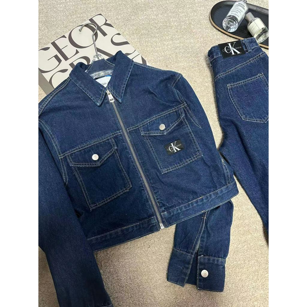 CK blackpink jennie Bộ Áo Khoác denim + Quần Jean Thời Trang Âu Mỹ Cá Tính Cho Bé Gái