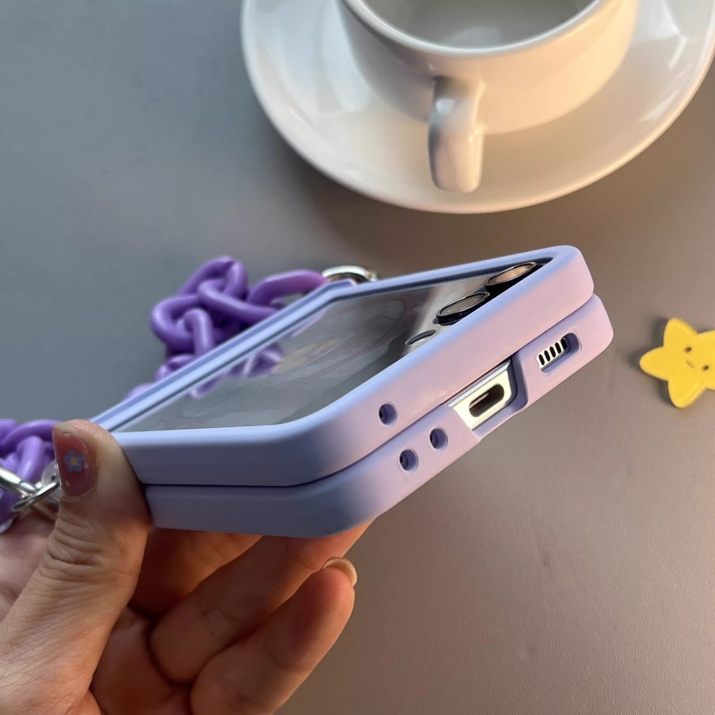 Ốp lưng cứng Samsung Z Flip 5 có bảo vệ màn hình, mặt dây chuyền hình ngôi sao và dây chuyền cầm tay zflip5 zflip 5