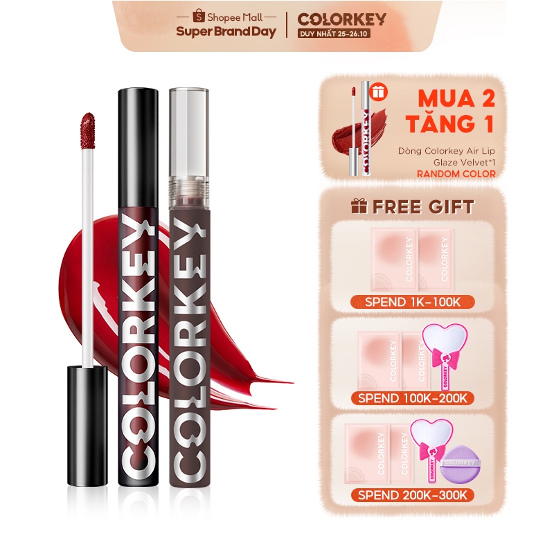 【COLORKEY】Son tint bóng Colorkey dạng lỏng lâu trôi glasting water tint 1.7g