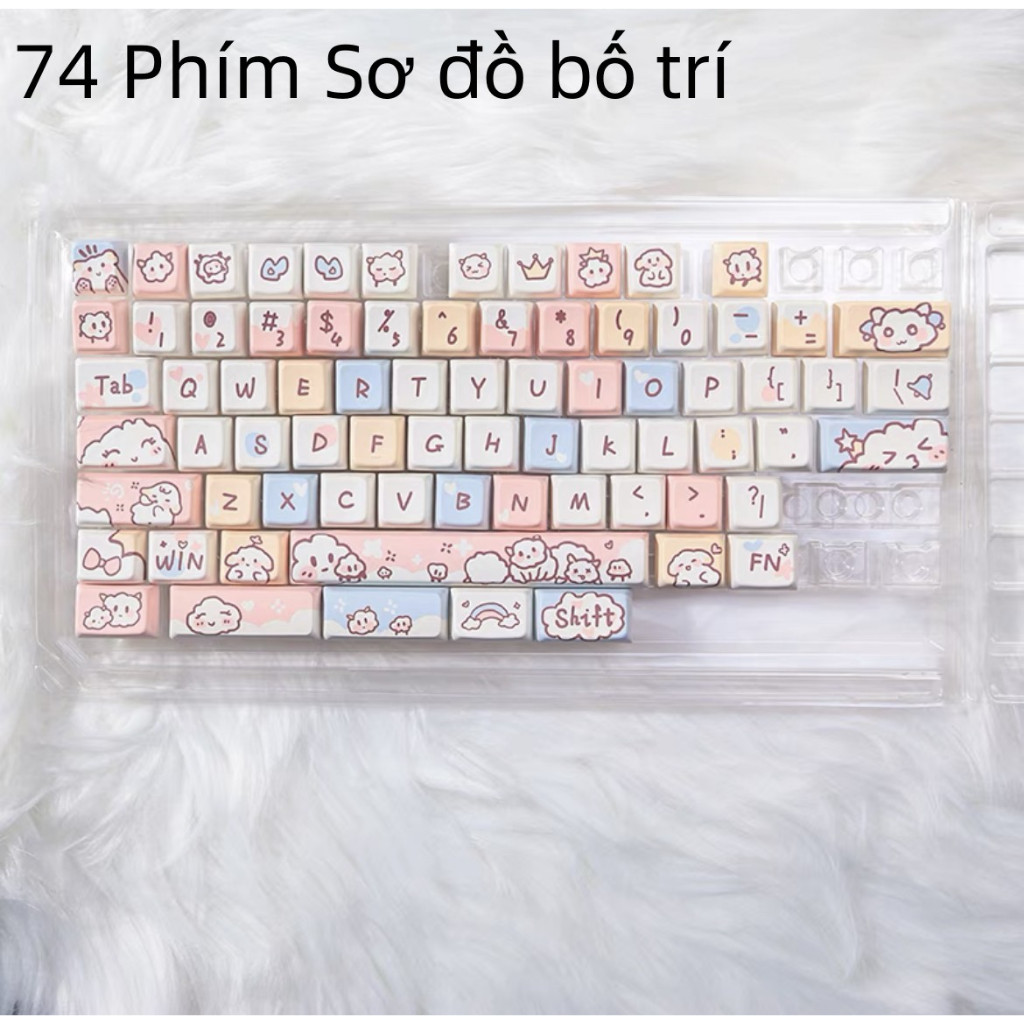 74/151 Phím Cừu Keycaps MDA/Cherry PBT Năm mặt thăng hoa nhiệt Dễ thương Thỏ con Keycap hoa nhiệt 61/64/68/75/84/87/104/108 Bàn Phím Cơ Keycap