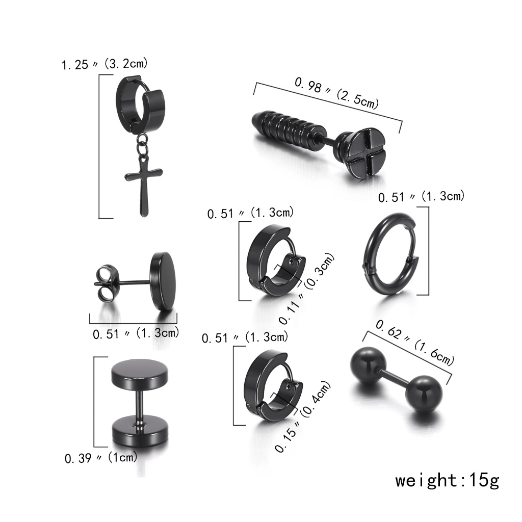Khuyên Tai Thép Không Gỉ Màu Đen Phong Cách gothic Đường Phố Cho Nam Và Nữ