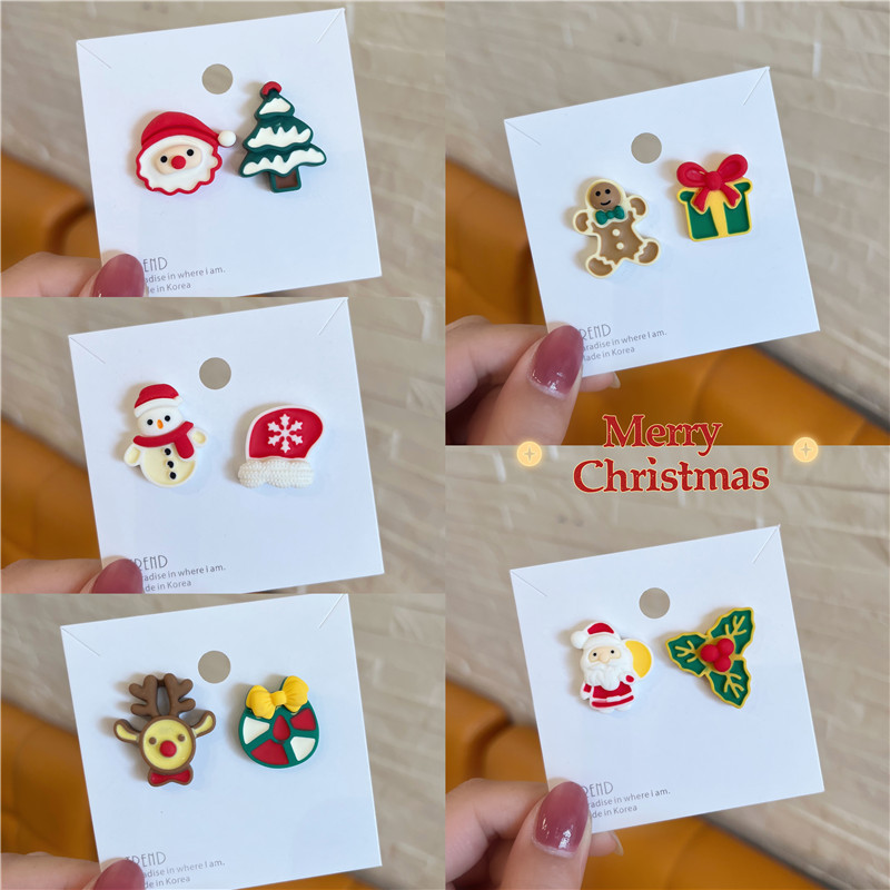 Khuyên Tai Hình Ông Già Noel / Cây Thông / Tuần Lộc / Chuông Nhỏ Bằng Nhựa acrylic Thời Trang Giáng Sinh Cho Nữ