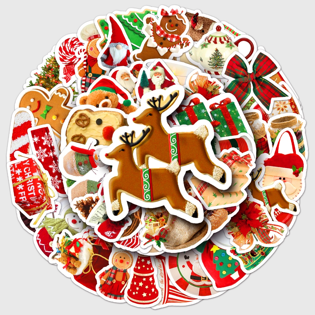 Bộ 50 Miếng Dán Trang Trí Xe Hơi Chống Thấm Nước Phong Cách Giáng Sinh Độc Đáo diy