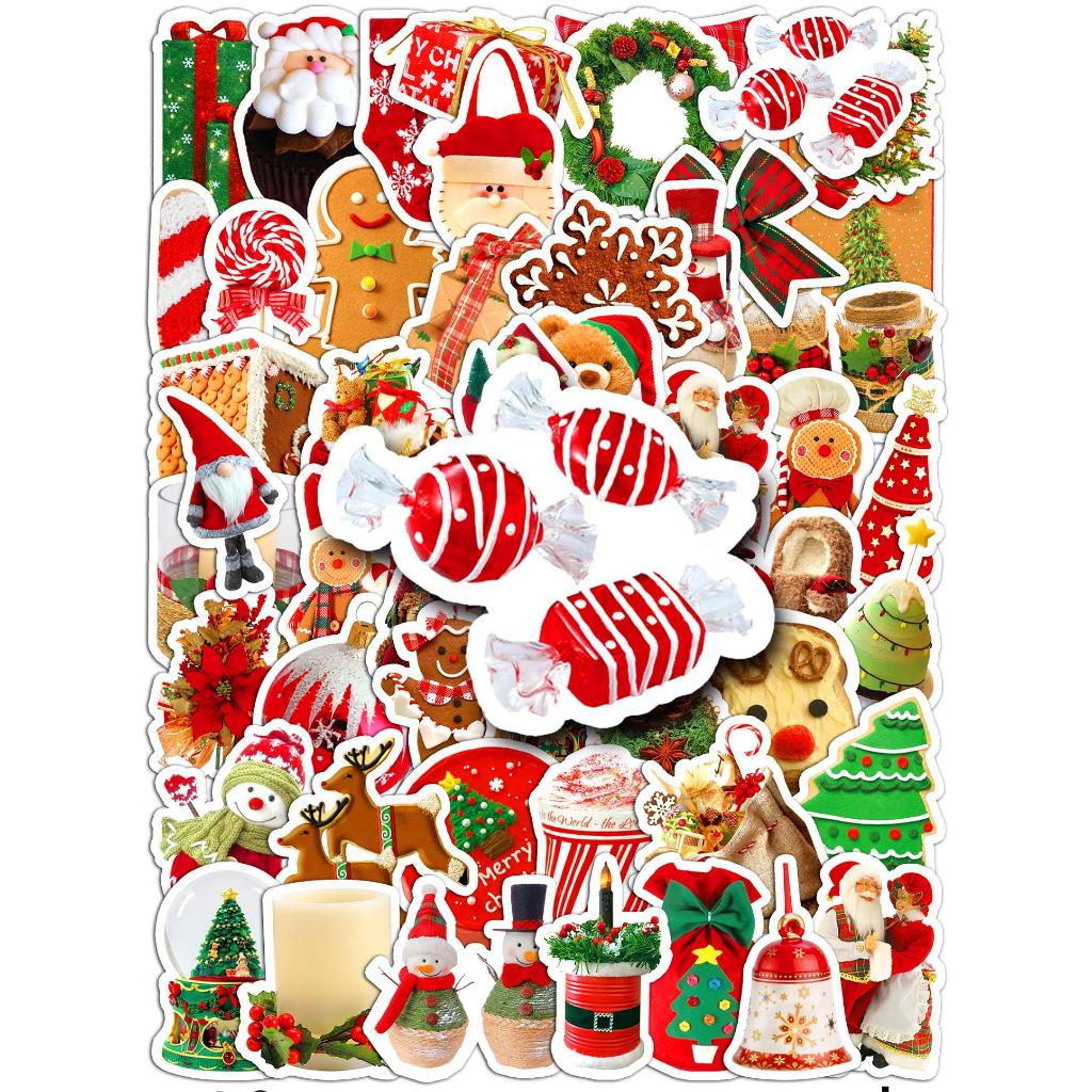 Bộ 50 Miếng Dán Trang Trí Xe Hơi Chống Thấm Nước Phong Cách Giáng Sinh Độc Đáo diy