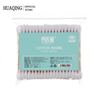 Gói 100 tăm bông cotton HUAQING thiết kế tiện lợi chất lượng cao