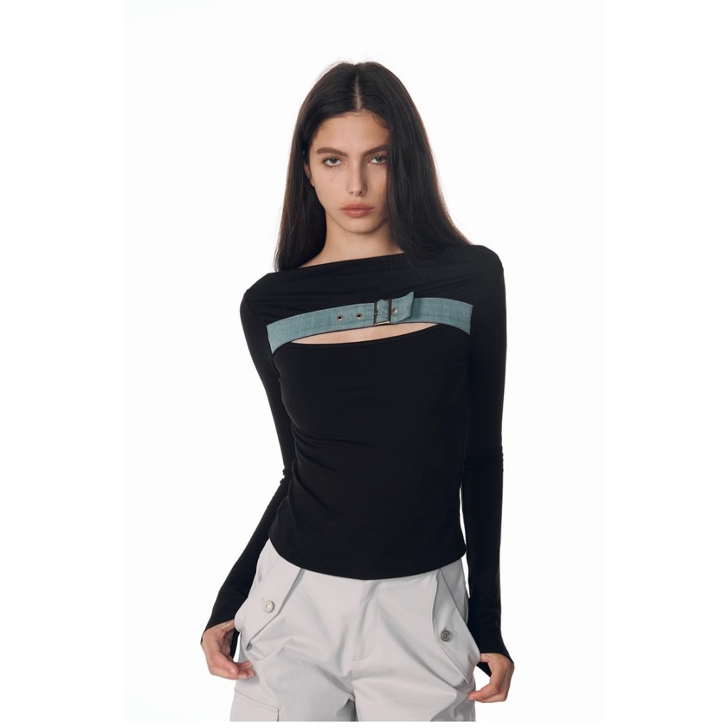 Áo Thun Nữ Tay Dài Cổ Cao Ôm Dáng Phong Cách Thời Trang retro Mỹ