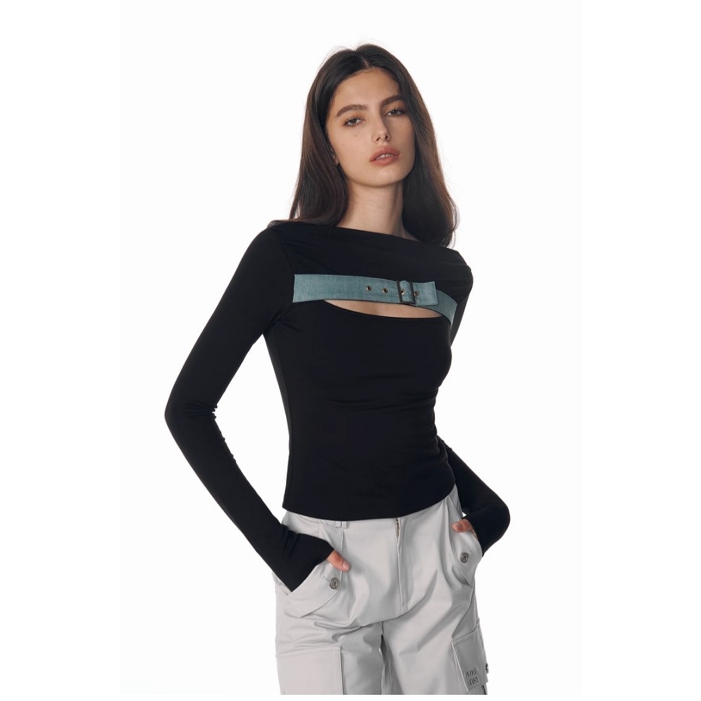 Áo Thun Nữ Tay Dài Cổ Cao Ôm Dáng Phong Cách Thời Trang retro Mỹ