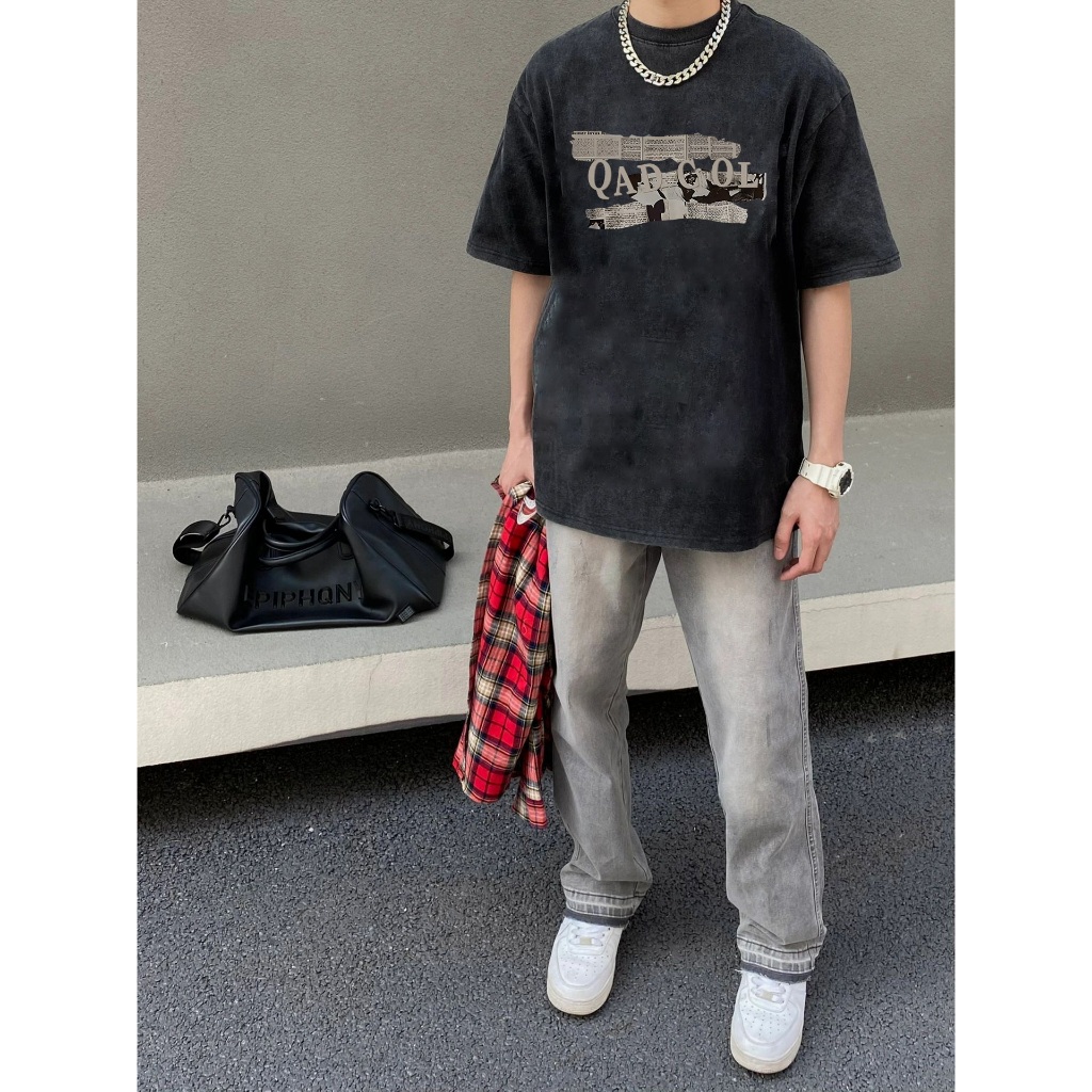 Áo Thun cotton Tinh Khiết Dáng Rộng Tay Ngắn In Hình Quả Lê Thời Trang Có size Lớn