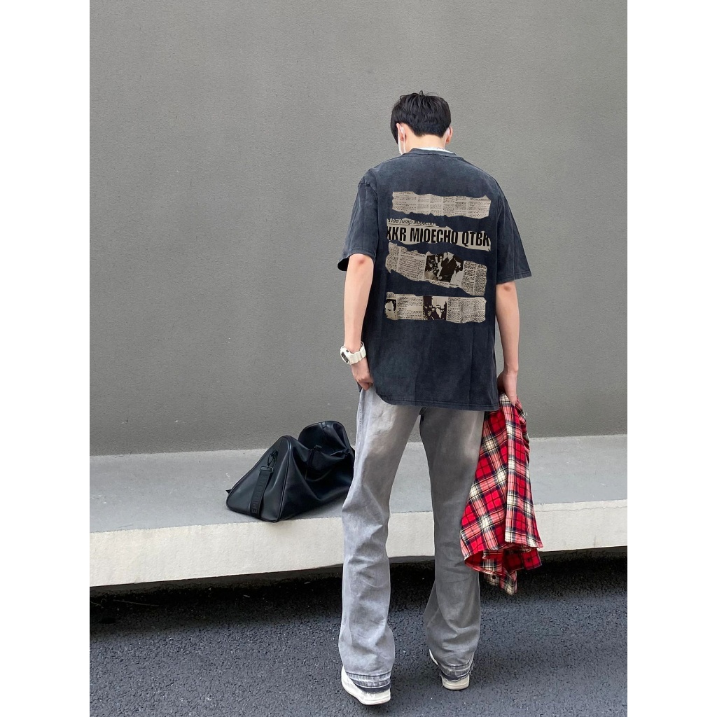 Áo Thun cotton Tinh Khiết Dáng Rộng Tay Ngắn In Hình Quả Lê Thời Trang Có size Lớn