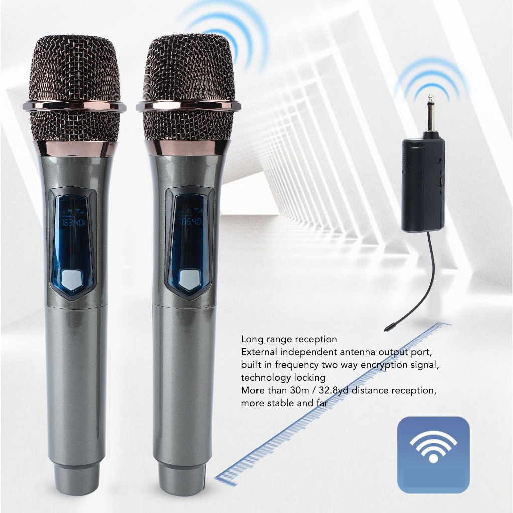 Micro Cầm Tay Không Dây UHF 2 Trong 1 Để Hát Karaoke / Tiệc Cưới / Nhà Thờ gia đình ngoài trời