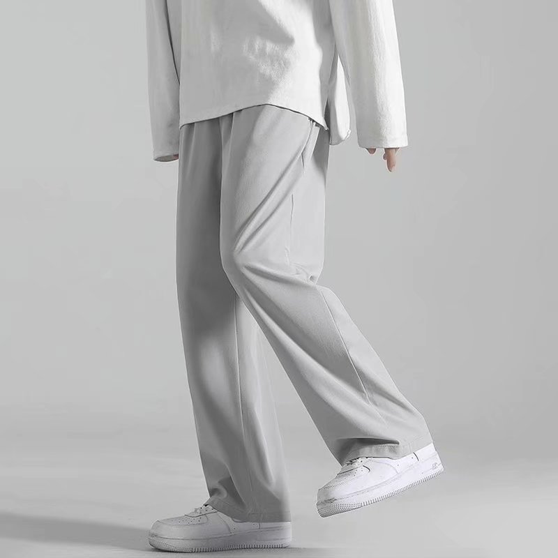 Quần Dài Dáng Rộng Mỏng Màu Trơn Thời Trang Mùa Hè Phong Cách Hàn Quốc Cho Nam
