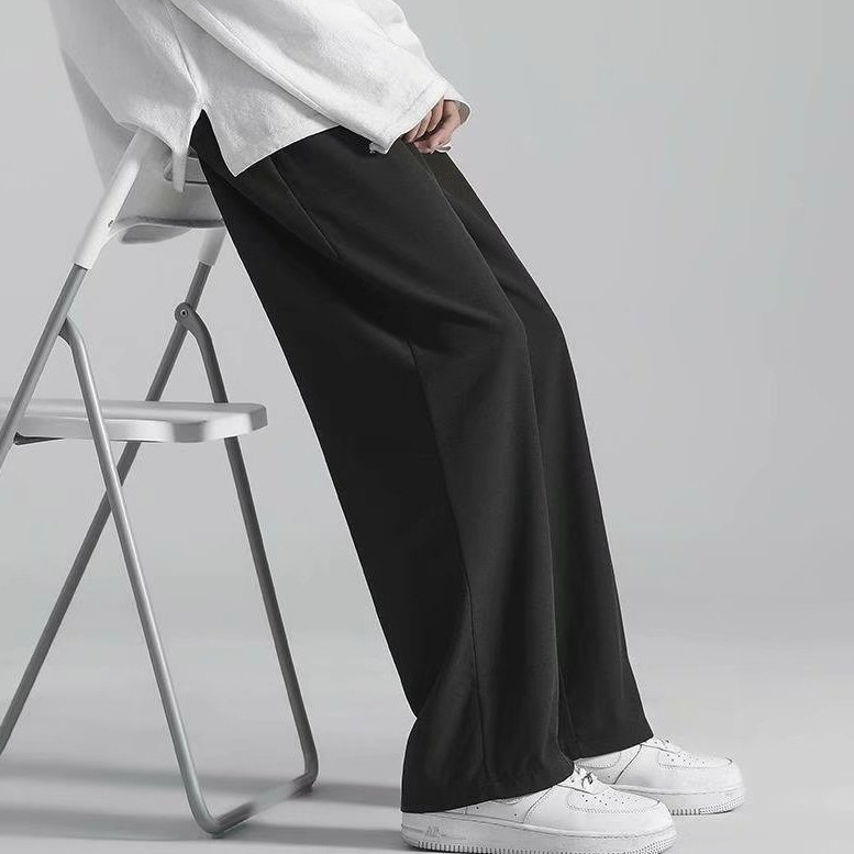 Quần Dài Dáng Rộng Mỏng Màu Trơn Thời Trang Mùa Hè Phong Cách Hàn Quốc Cho Nam