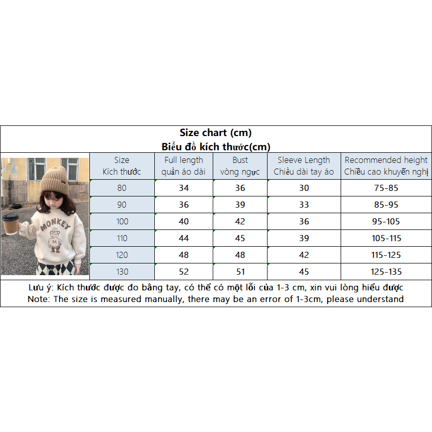 Áo Nỉ Dày Dặn Phong Cách Hàn Quốc Thời Trang Thu Đông Cho Bé Gái