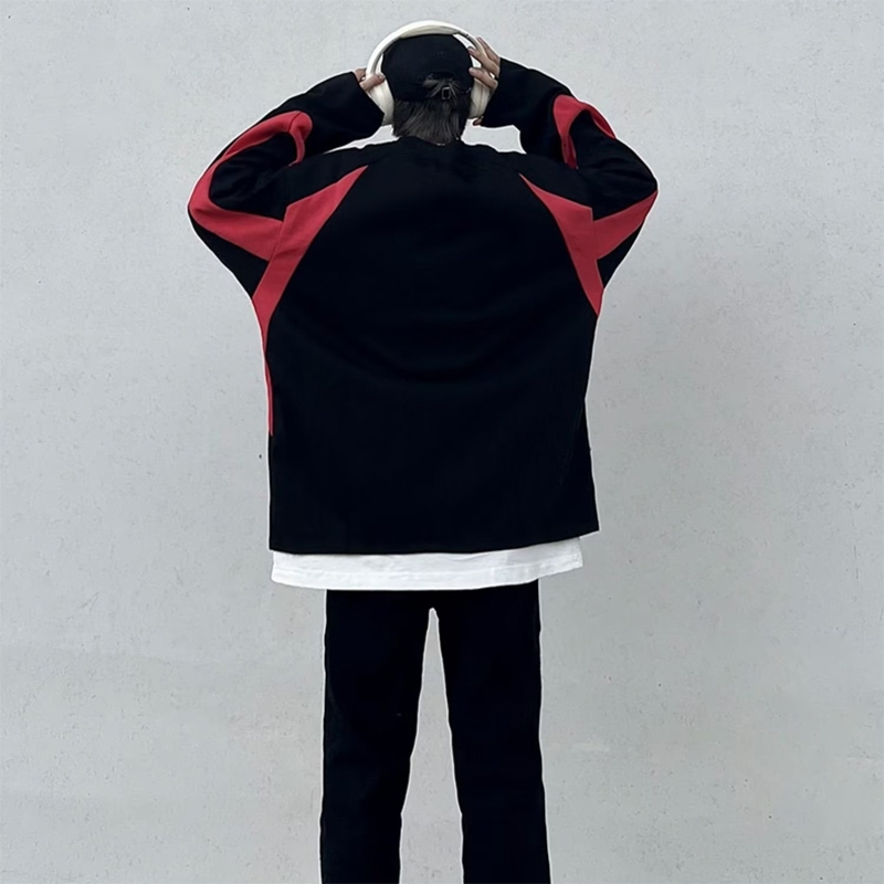 ♞Aff LIGA♞ Áo sweater Tay Dài Cổ Tròn In Chữ Phối Màu Tương Phản Phong Cách Mỹ Thời Trang Mùa Thu 2023 Cho Nam