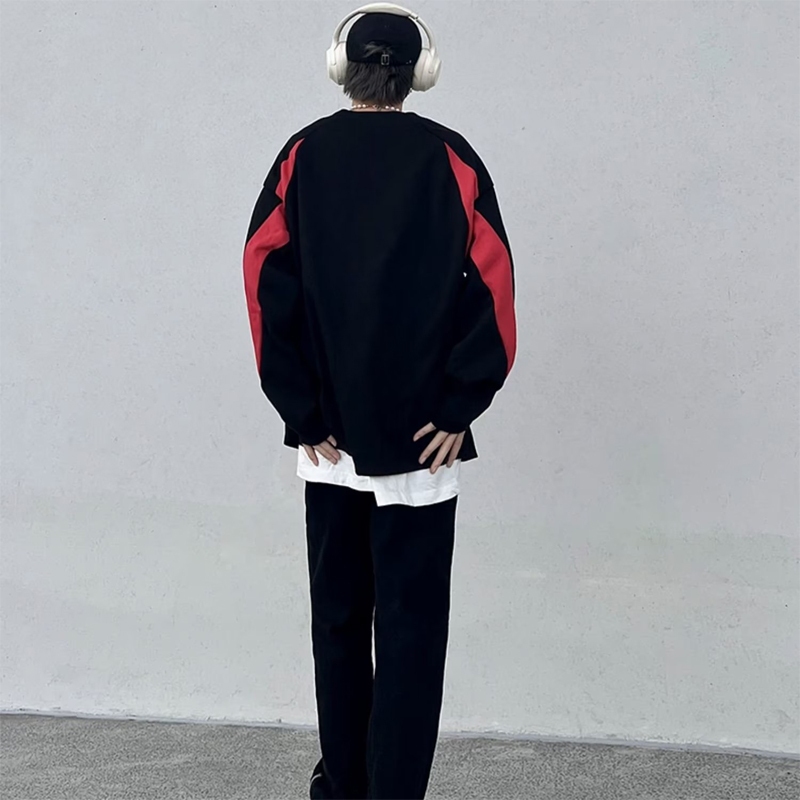 ♞Aff LIGA♞ Áo sweater Tay Dài Cổ Tròn In Chữ Phối Màu Tương Phản Phong Cách Mỹ Thời Trang Mùa Thu 2023 Cho Nam