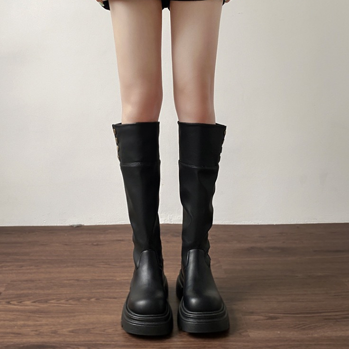 Giày Bốt Cao Gót 7cm Màu Đen / Nâu Phong Cách Anh Quốc Thời Trang Thu Đông 2023 Cho Nữ