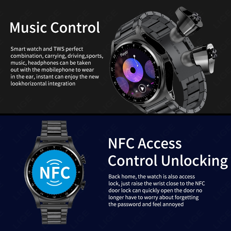 Lige Đồng Hồ Thông Minh nfc tws Kết Nối bluetooth Cho Nam