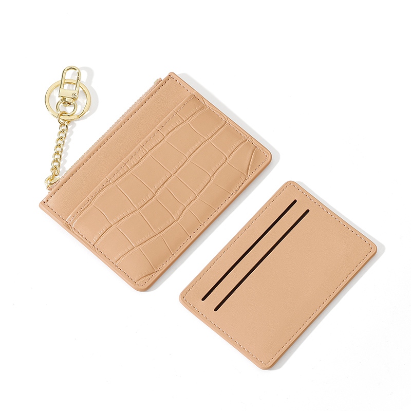 Seagloca Ví Đựng Thẻ Siêu Mỏng Nhẹ Phối Khóa Kéo Đơn Giản Phong Cách Hàn Quốc Cho Nữ