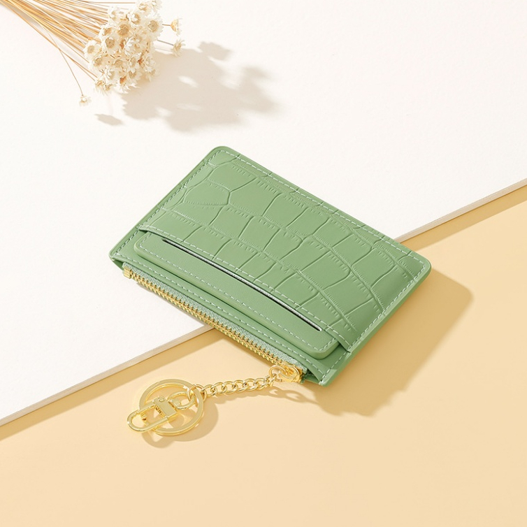 Seagloca Ví Đựng Thẻ Siêu Mỏng Nhẹ Phối Khóa Kéo Đơn Giản Phong Cách Hàn Quốc Cho Nữ