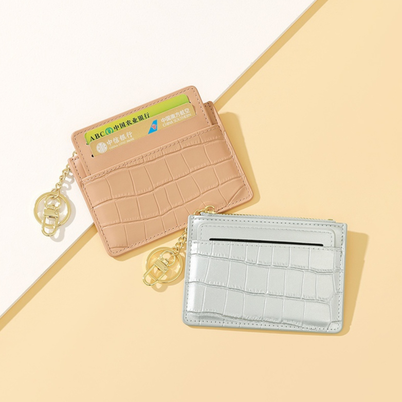 Seagloca Ví Đựng Thẻ Siêu Mỏng Nhẹ Phối Khóa Kéo Đơn Giản Phong Cách Hàn Quốc Cho Nữ
