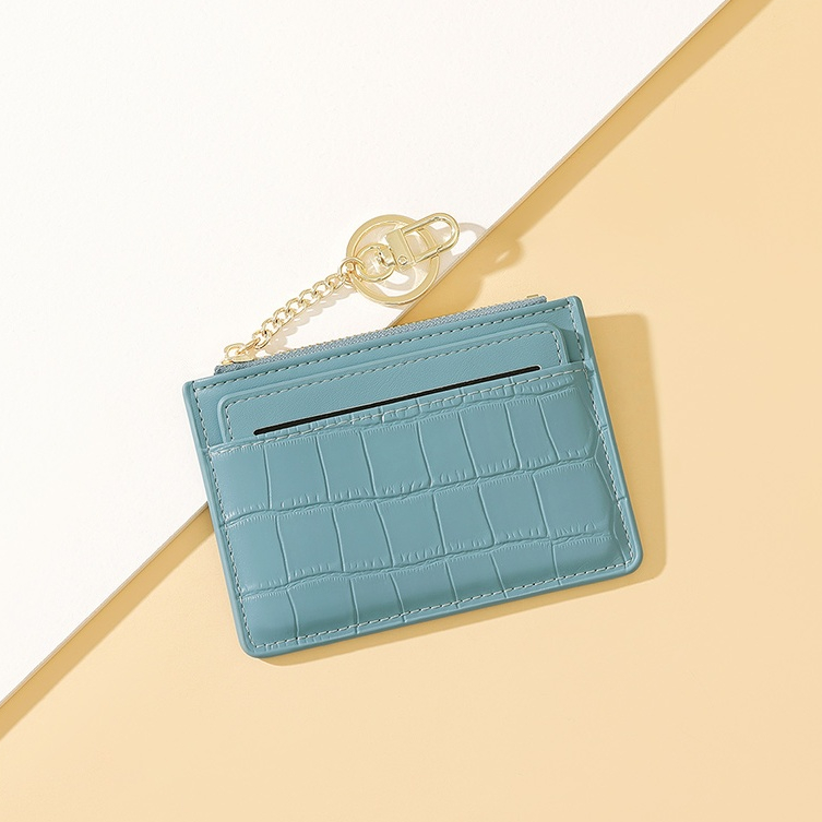 Seagloca Ví Đựng Thẻ Siêu Mỏng Nhẹ Phối Khóa Kéo Đơn Giản Phong Cách Hàn Quốc Cho Nữ