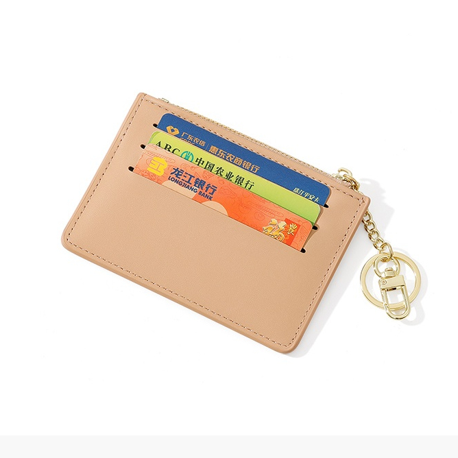Seagloca Ví Đựng Thẻ Siêu Mỏng Nhẹ Phối Khóa Kéo Đơn Giản Phong Cách Hàn Quốc Cho Nữ