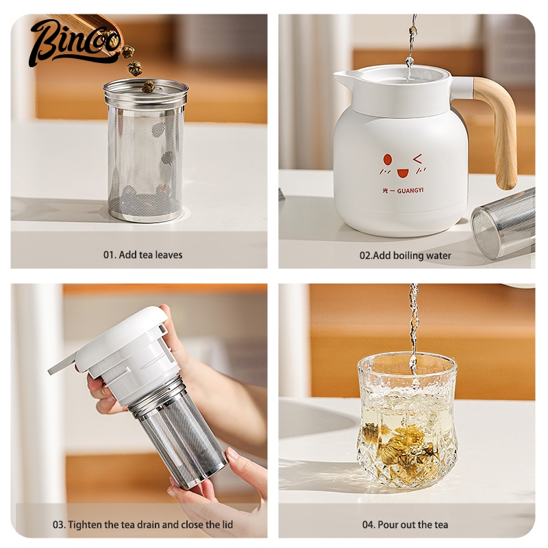 Bincoo Bình Trà Giữ Nhiệt Bằng Thép Không Gỉ 316 1000ml