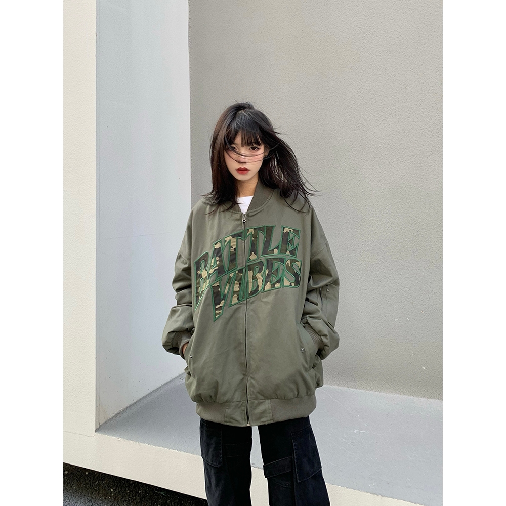 Áo Khoác Bóng Chày Dáng Rộng Thêu Chữ Thời Trang Xuân Thu Cá Tính Cho Nam