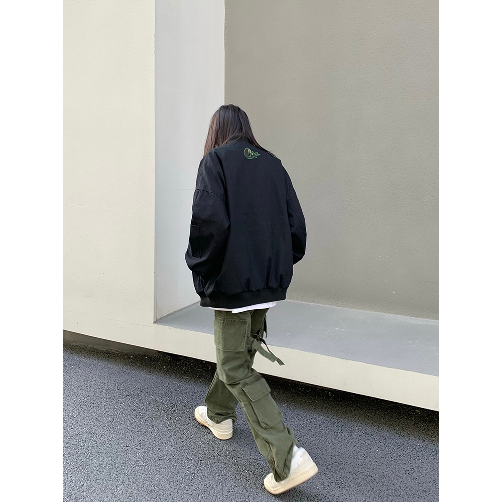 Áo Khoác Bóng Chày Dáng Rộng Thêu Chữ Thời Trang Xuân Thu Cá Tính Cho Nam