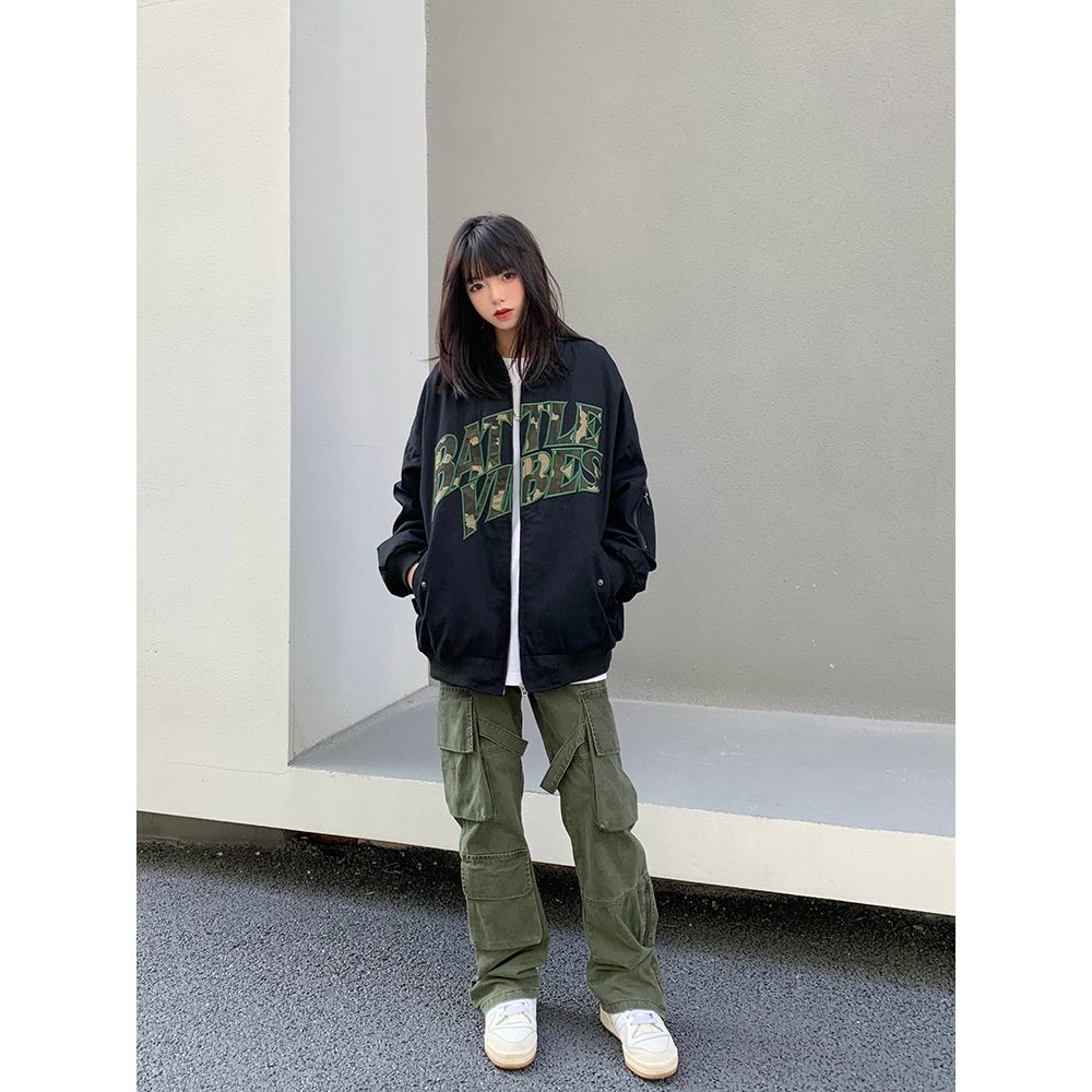 Áo Khoác Bóng Chày Dáng Rộng Thêu Chữ Thời Trang Xuân Thu Cá Tính Cho Nam