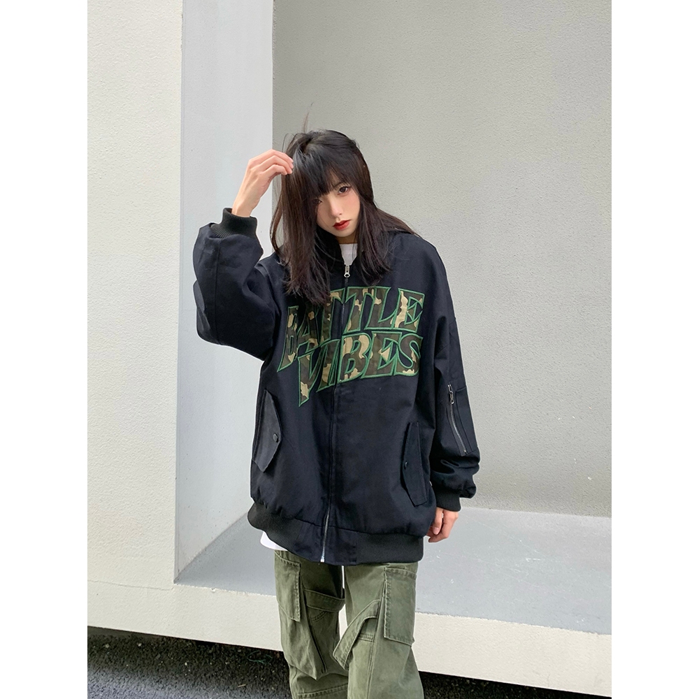 Áo Khoác Bóng Chày Dáng Rộng Thêu Chữ Thời Trang Xuân Thu Cá Tính Cho Nam
