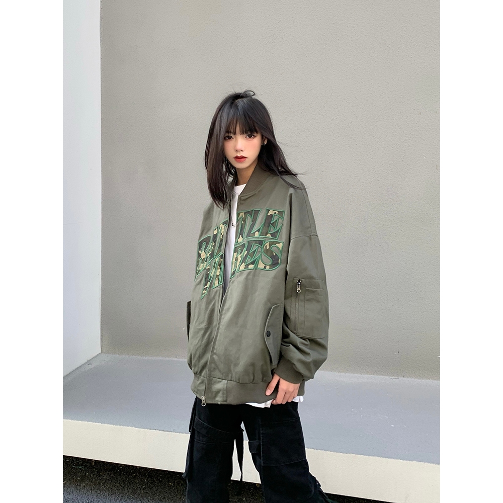 Áo Khoác Bóng Chày Dáng Rộng Thêu Chữ Thời Trang Xuân Thu Cá Tính Cho Nam