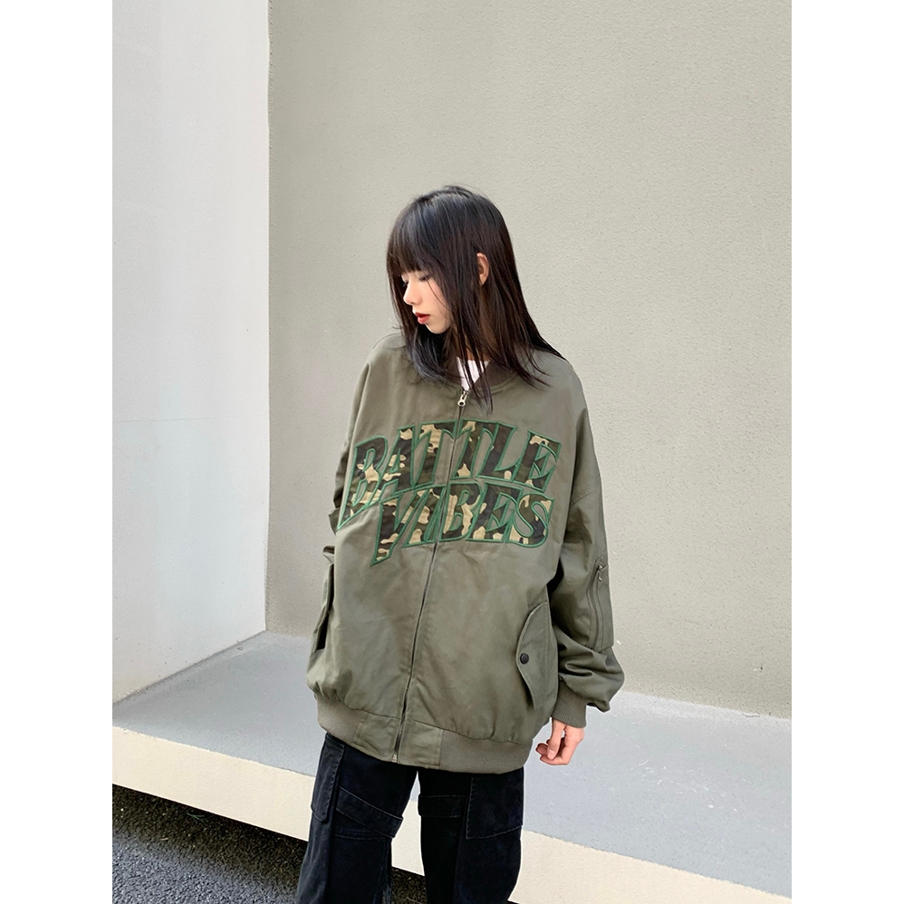 Áo Khoác Bóng Chày Dáng Rộng Thêu Chữ Thời Trang Xuân Thu Cá Tính Cho Nam