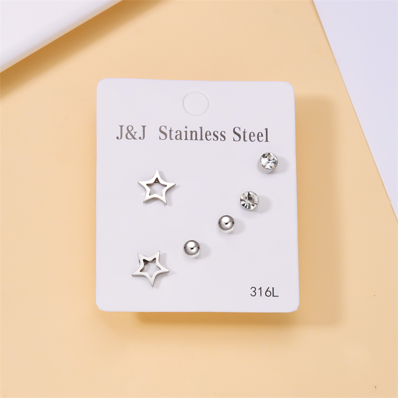 Bộ 3 đôi bông tai bạc 925 hình trái tim / lông vũ / bướm đính đá zircon cho nữ